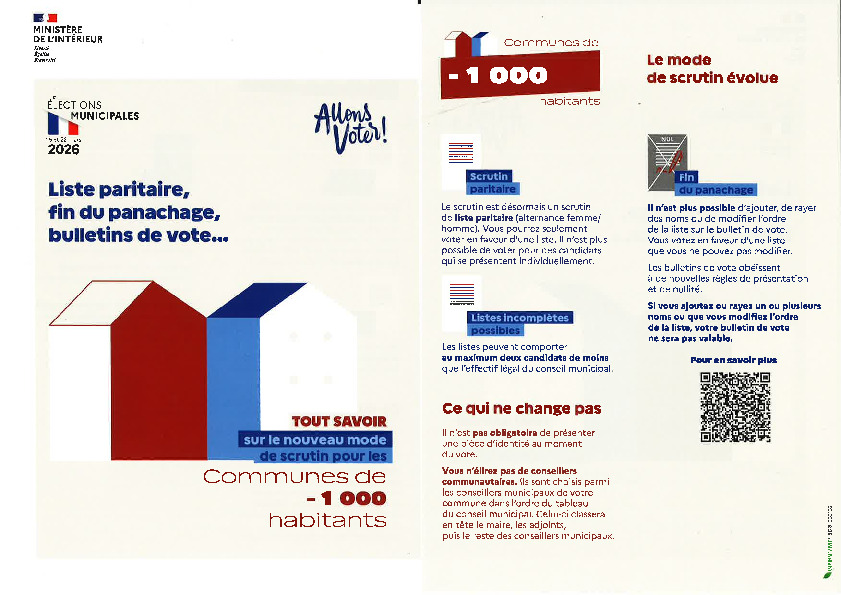 Elections municipales : communes de moins de 1000 habitants