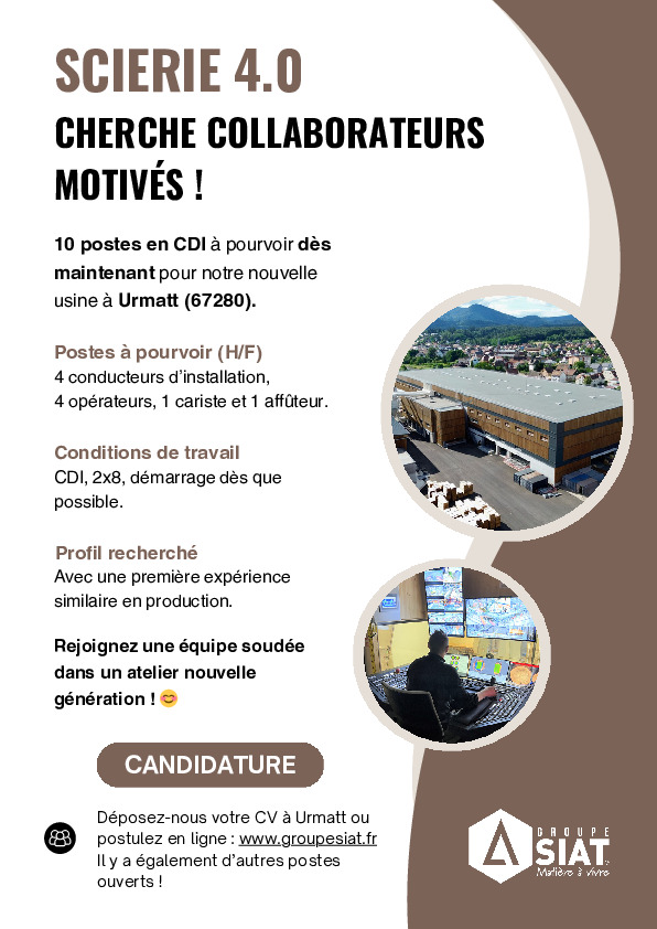 Le Groupe SIAT recrute :