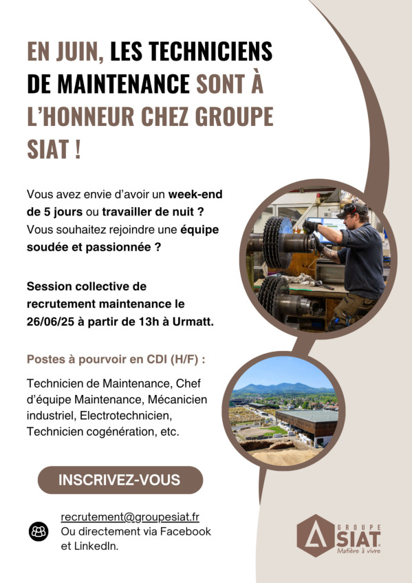 Le groupe SIAT organise une cession de recrutement spéciale maintenance